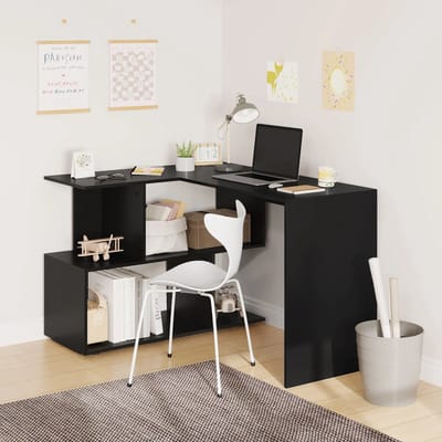 uJOY Hoekbureau - L-vormig ontwerp - Ruim werkblad - Handige opbergplank - Water- en krasbestendig oppervlak - Kleur wit