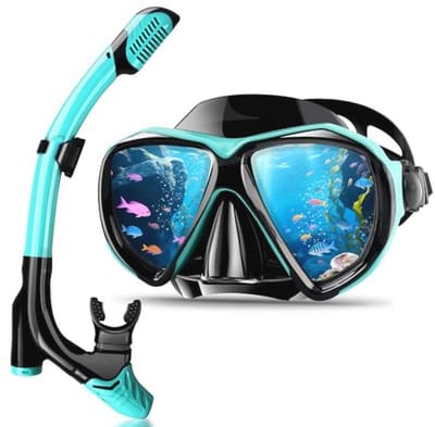 Snorkelset voor Volwassenen en Kinderen - Droge Snorkel en Duikbril met 180° Anti-lek en Anti-condens