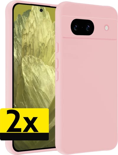 Hoesje - 2 Stuks - Geschikt voor Google Pixel 8a - Sterk & Shockproof - Case Siliconen - Back Cover - Telefoon Hoes - Telefoonhoesjes - Lichtroze
