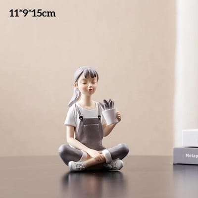 Moderne Minimalistische Kunst Figuur Sculptuur Abstracte Hars Meisje Ornamenten Kamer Woonkamer Creatieve Karakter Ornamenten Decoraties white