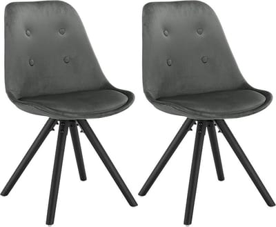 Bezoekersstoelen - Donkergrijs Velvet - Houten poten - Zithoogte 46cm - Set van 2