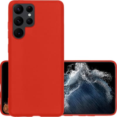 Hoesje - Geschikt voor Samsung Galaxy S22 Ultra - Sterk & Shockproof - Hoes Cover - Siliconen Case - Rood