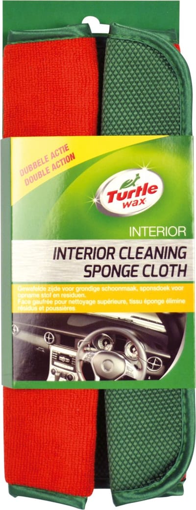Turtle Wax Interieurdoek Dual Action - Gewafelde zijde reinigt – Droogt streepvrij - Sponszijde neemt water op – Badstofzijde neemt het vuil op - 32x28cm