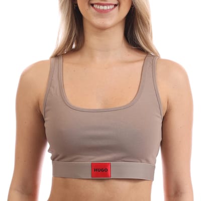 Dames Hugo Red Logo Label Bralette in Bruin