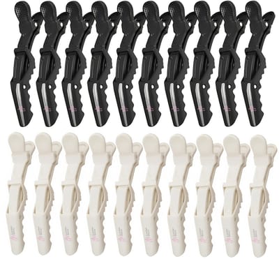 Guardian Beauty Haarklemmen - Professionele kappers haarklemmen - Kappers Alligator Haarklemmen - 10 stuks Zwart en 10 stuks Wit - Sterke Grip Kunststof Sectieclips voor Salon-, Kapper- en Thuisgebruik