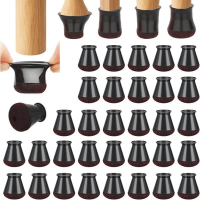 Stoelpootdoppen - Vloerbeschermers - Vloer Beschermen - Met Vilt - 32 Stuks - Zwart
