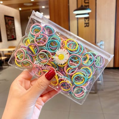 Knaak Gekleurde Haarelastiekjes - 2 mm Dik - Elastiek - Haar Accessoires - 100 stuks - Lente kleur
