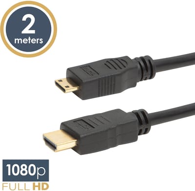 Mini HDMI Kabel 2m - HDMI naar Mini HDMI Plug, 1080p, Goud Plated [20318]