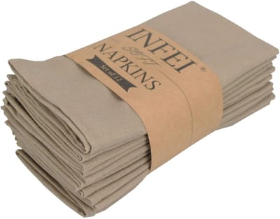 Allecto - Effen kleur linnen servetten - Set van 12 - Katoen-linnen mix - Kaki - Ideaal voor diner en evenementen - 40 x 40 cm