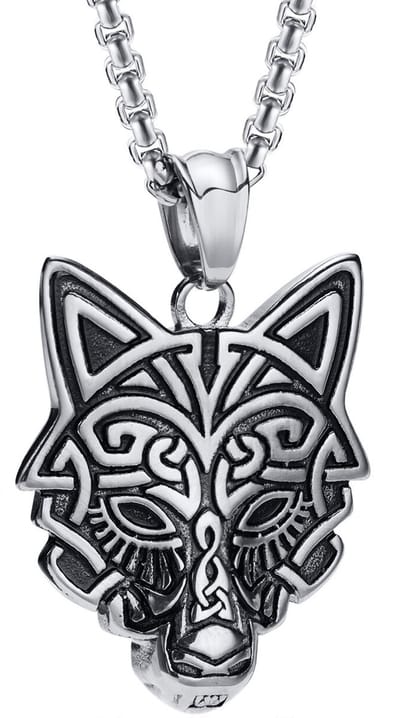 Wolf Heren Ketting met Hanger - Staal - Staal - Kettingen - Papa Cadeau Voor Mannen - Vaderdag