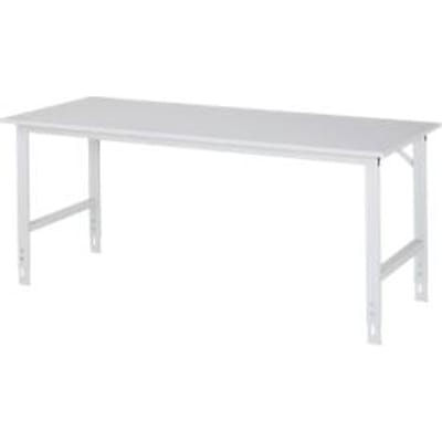 Rau ESD-werktafel Tom, handmatig in hoogte verstelbaar, 28 mm spaanplaat met melamine coating, tot 500 kg, B 2000 x D 800 x H 760-1080 mm, lichtgrijs