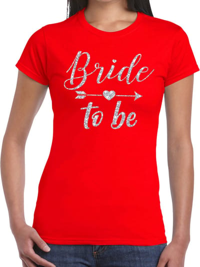 Bride to be tekst t-shirt met Cupido pijl rood dames - dames shirt Bride to be- Vrijgezellenfeest kleding XS