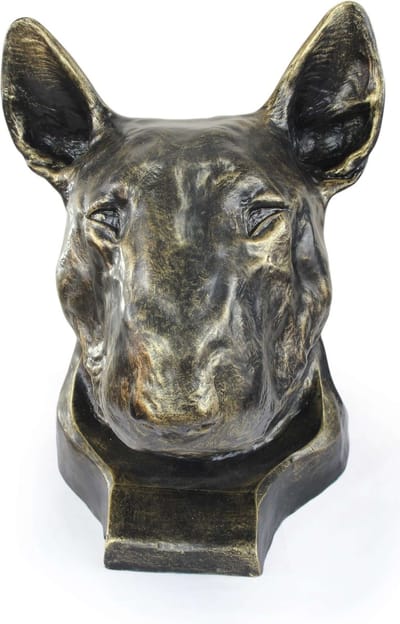 Bull Terrier urn hond en tuinbeeld - grote hondenkop voor as van je hond