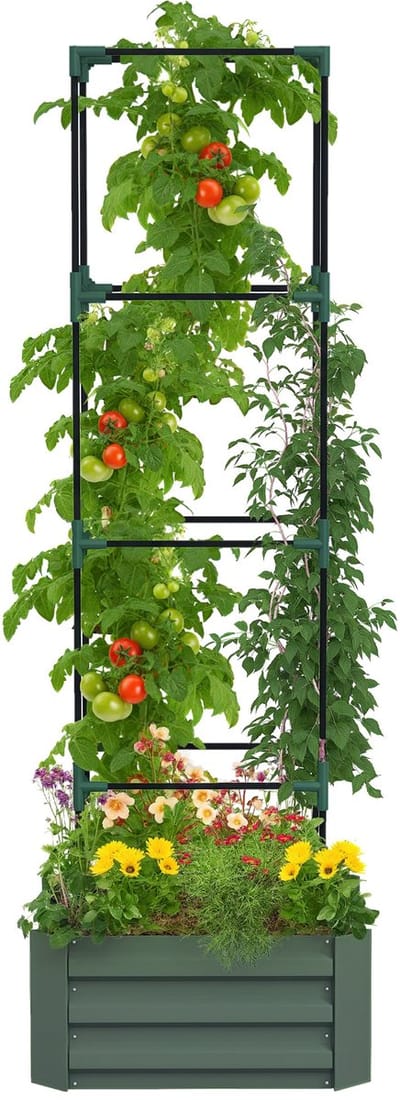 Outsunny Multifunctioneel Tuinbed - Gegalvaniseerd Staal - 61x61x187cm - Groen