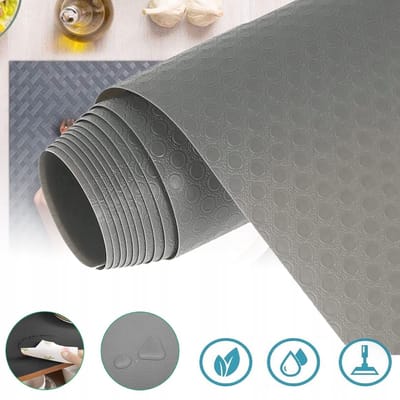 Antislip Ladebekleding 60x600cm - Transparante Antislipmat - Gemakkelijk Te Knippen Sneldrogend - Duurzaam EVA - Ideaal Voor Keukenkasten Koelkasten En Aanrechtbladen - Grijs