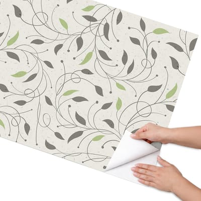 Coloray Meubel Wrap Folie - Beige Meubelfolie - 75x150 cm - Decoratiefolie Zelfklevend Kleine blaadjes - Meubelfolie Zelfklevend - Minimalist Meubelfolie - Wrapfolie Keuken - Wanddecoratie - Bloemen en planten