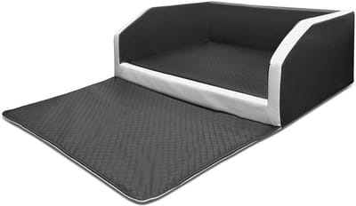 Hondenbed Auto - Hondenmand Kofferbak - Veilig Reizen - Hoogwaardig Kunstleer - 100 x 90 cm - Zwart Wit