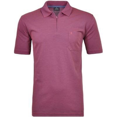 Ragman Uni Easy Care Zipper Poloshirt Pima Cotton Mix Berry Melange / male