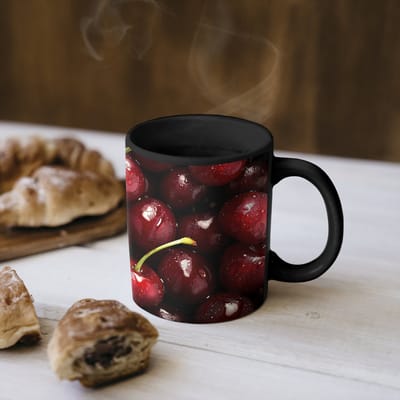 Magische Mok - Foto op Warmte Mokken - Koffiemok - Rood - Fruit - Kersen - Magic Mok - Beker - 350 ML - Theemok