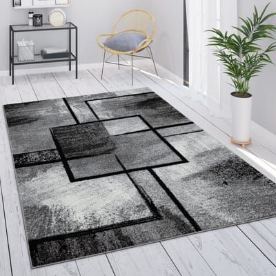 Paco Home Vloerkleed Grijs Woonkamer Vintage Laagpolig Geometrisch Abstract Patroon 200x290 cm
