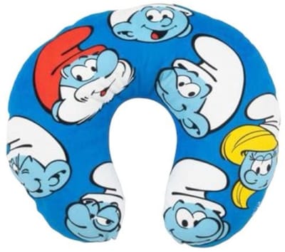 Smurfen reiskussen - blauw 100% polyester - 35x30 cm