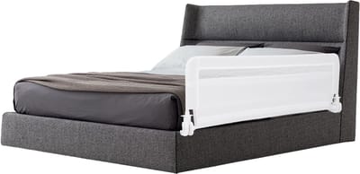 COSTWAY Bedhekje voor peuters, bedhek met veiligheidsgordel en afneembare overtrek, kinderbedhek, valbescherming voor kinderbed, boxspringbed, wit, 120 x 42 cm