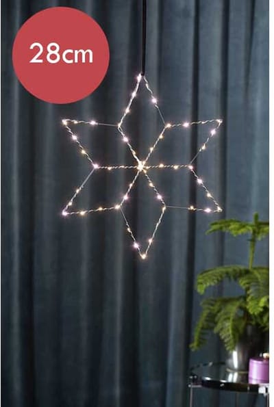 Zilveren kerstster met 54 LED lampjes - 40 cm