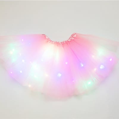 Wantohave Lichtgevend Tutu Rokje Mini Meisjes - Lichtroze - Met Gekleurde LED Lichtjes - One Size - 3 t/m 8 Jaar