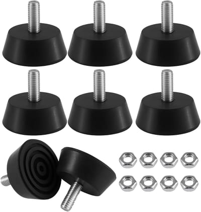 Verstelbare Rubber Voeten voor Meubels - 8 Stuks M6 x 32.3mm met Moer en Lijm, Ideaal voor Stoelen, Tafels en Sofas