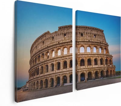 Artaza Canvas Schilderij Tweeluik Colosseum in Rome met de Blauwe Lucht - 120x80 - Foto Op Canvas - Canvas Print