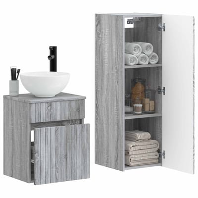 vidaXL - Badkamermeubel - Set - 2 - st - Grijs - Sonoma - 33 - x - 34,5 - x - 100 - cm