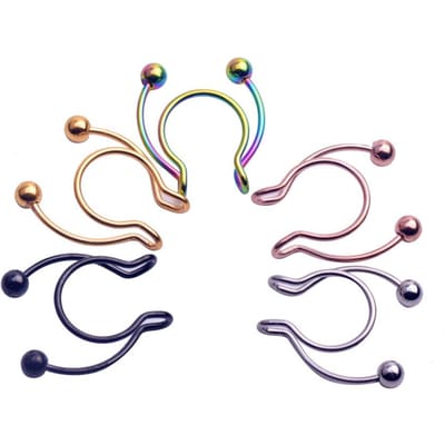 5 stuks neus septumringen nep neusringen clip hoefijzer hoepel ring lichaamsring niet-piercing 5 kleuren