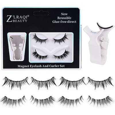 Z'LRAQI BEAUTY Magnetische Valse Wimpernatuurlijk ogende Valse Wimpers Nepwimpers met Krultang voor MIX-2 zwart