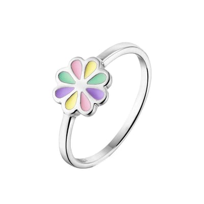 YO&NO - Ring - Zilver - Aanschuifring - Bloem - 14.75mm - 7.5mm - Kinderen - Gerhodineerd - Zilver 925