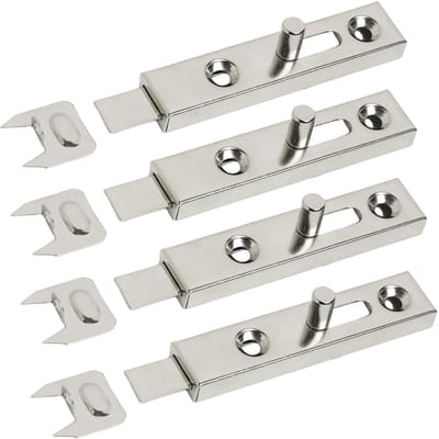 Dailygoods- Schuifgrendel 70 mm - Set van 4 - Vernikkeld Staal - Meubelgrendel - Duurzame Beveiliging - Eenvoudige Montage - Meubelvergrendeling