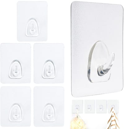 Dailygoods- Magnetische Haak 10kg - Set van 6 - Waterdicht - Herbruikbaar - Transparant - 6x8cm - Geschikt voor vochtige omgevingen - Wandhaak