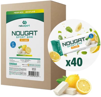 Natusport Nougat Sport Bar Megabox - Energiereep met 40g koolhydraten - Lemon - 40 stuks