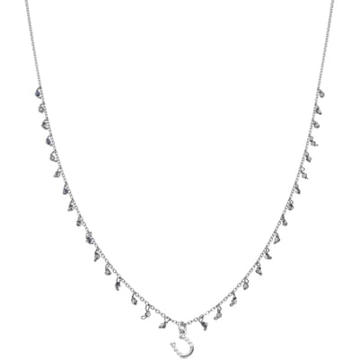 Luxenter Ketting van 925 sterling zilver en donkerblauw kristal met rhodiumafwerking - Good Luck