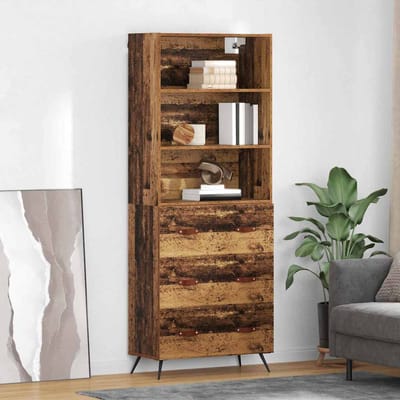 vidaXL - Highboard - Oud - Hout - 69,5 - x - 34 - x - 180 - cm - Bewerkt - hout