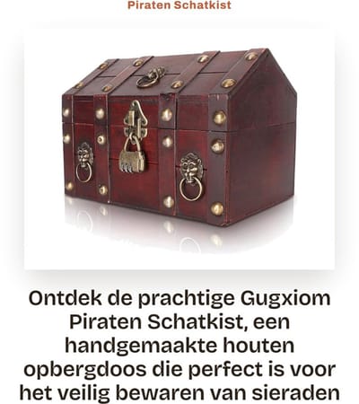 Dailygoods- Schatkist met slot - Houten schatkist - Decoratieve opbergdoos - Vintage design - Multifunctioneel - 18 x 17 x 24 cm
