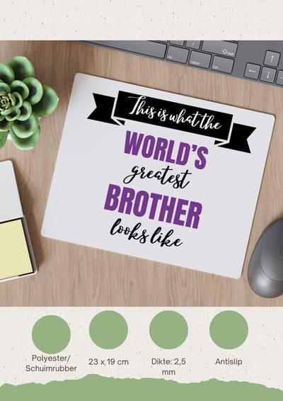 Akyol - greatest brother looks like Muismat - Broer - beste broer - verjaardagscadeau - verjaardag - cadeau voor broer - cadeau - kado - geschenk - gift - broer artikelen - 23 bij 19 cm