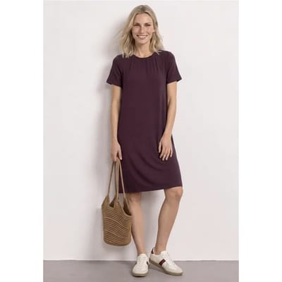 Knielange jersey jurk met ronde hals