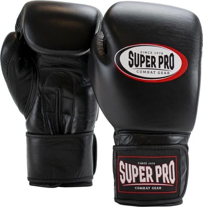 Super Pro Combat Gear Thai-Pro Lederen (Thai)bokshandschoenen Zwart 18oz