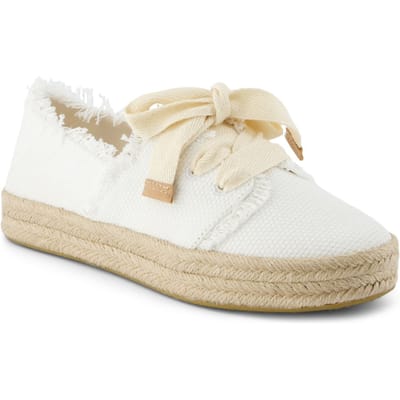 TOMS Carolina Lace Up Katoenen Witte Strand Espadrilles Voor Dames