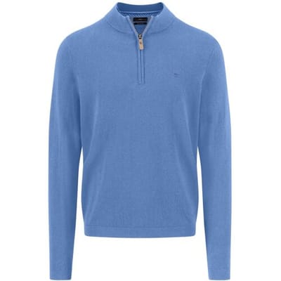 Fynch-Hatton Trui Troyer Zip Winter Air Cotton Cashmere Crystal Blue / male