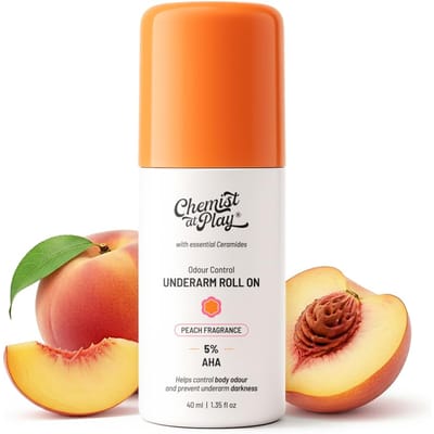 Déodorant Roll-On (40 ml), avec 5% d'AHA, Acide Lactique & 1% d'Acide Mandélique | Prévient les Odeurs Corporelles, Illumine la Peau | Sans Alcool - Chemist at Play orange