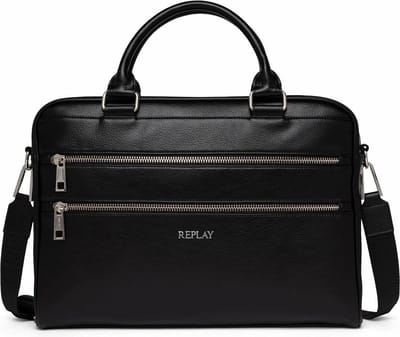REPLAY Laptoptas Business tas met laptopvak Business Bag Black Zwart