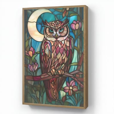 Wandlamp 60x90 cm - Oplaadbaar - Uil - Mozaïek - Maan - Nacht - Wandlampen binnen woonkamer - Slaapkamer lamp - Decoratieve nachtlamp - Vloerlamp draadloos
