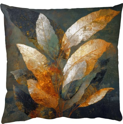 Sierkussens - Kussentjes Woonkamer - 50x50 cm - Gouden Bladcompositie – Botanische Luxe