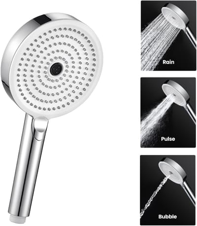 DERW MAX Douchekop - Regendouche - Wellness - 3 Sproeistanden - Hoge Druk - Betere Huid - Handdouche - Luxe Moderne Handdouche - Chroom+Wit